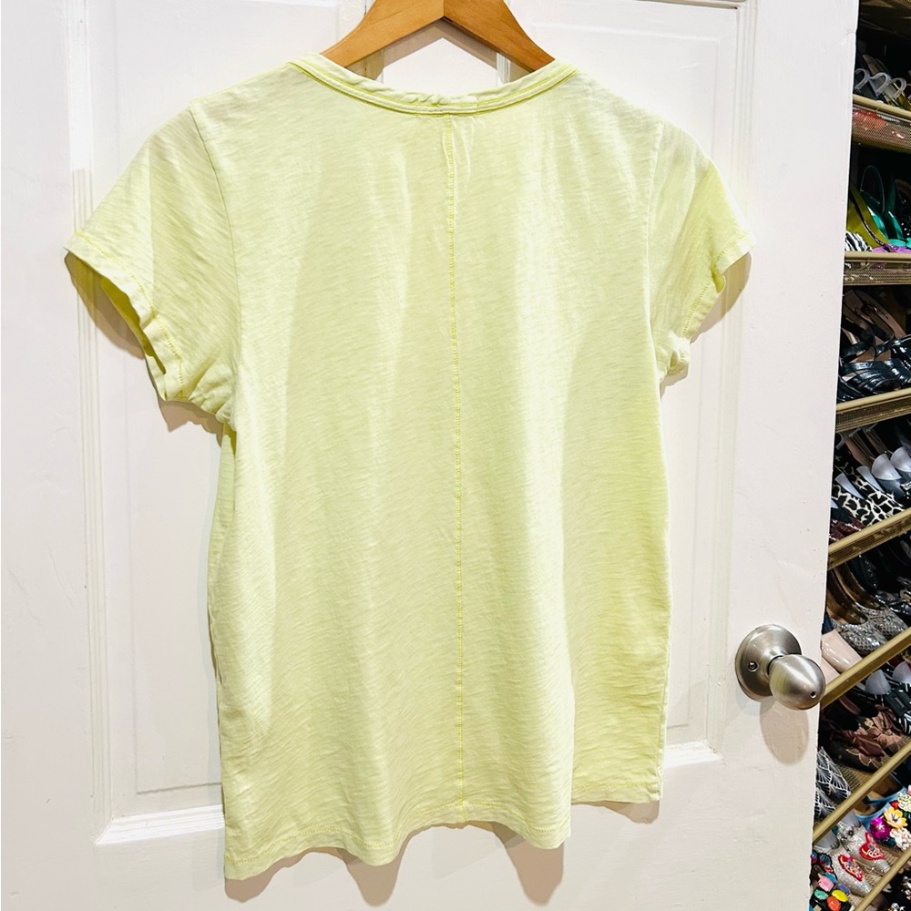 RAG & BONE 100% Pima Cotton Yellow-Green U-Neck Tee Luxury Loungewear Size M - Picture 4 of 6